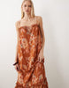 Accessorize floral frill maxi dress in rust