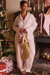 pink check brushed cotton pajama set