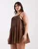 Curve Rita pleated beach cover up in chocolate