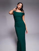 Vesper bengaline off shoulder maxi dress in forest green