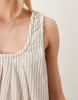 Petite scoop ruched neck mini dress in stripes