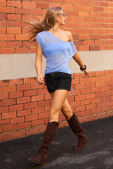 Perfect Stranger Orla Sheer Top Cornflower Blue