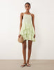 double cloth washed mini sundress with distressed ruffles in washed lime