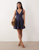v-neck fit and flare mini sundress in navy