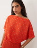 Never Fully Dressed Tilly off shoulder plisse maxi dress in red