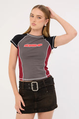 Worship Punter Panelled Raglan Tee Worn Black