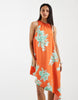 asymmetric hem volume mini dress in print