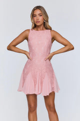 Mood Board Muse Lace Mini Dress Pink