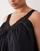 Curve poplin v-neck mini smock sundress with lace overlay in black