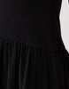 rib mix midi dress with drop waist in black