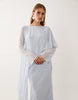 cape detail long sleeve maxi dress in pale blue
