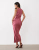 JDY high neck satin maxi dress in dusty pink