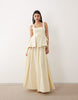 ARRANGE square neck maxi dress with linear jacquard skirt in buttermilk