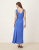 cap sleeve midi dress in cobalt blue