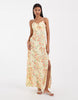 Vero Moda ruched bust detail cami midi dress in yellow based floral print
