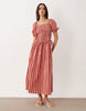 Wednesday's Girl shirred puff sleeve midaxi dress in pink stripes
