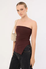 Perfect Stranger Athena Strapless Knit Top Chocolate