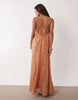 Petite embellished bust cami cut out maxi dress in multi paisley print