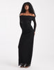 Vero Moda long sleeve mesh bardot dress in black