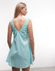 Reclaimed Vintage textured low v sundress in blue