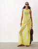 sheer maxi dress in bright yellow