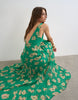 Topshop chiffon maxi dress with seam detailing in green floral