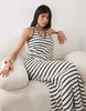 crochet jersey halter neck maxi dress in mono stripe