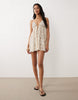 Miss Selfridge premium beaded lace tie front mini beach cover up in cream