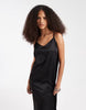 Pieces satin cami maxi dress in black