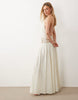 ASOS LUXE crochet maxi dress with embellished waist detail in white