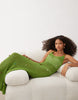 slub stitch beaded maxi dress in sage