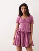 Miss Selfridge cheesecloth lace detail milkmaid dress in raspberry
