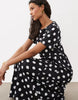 Threadbare jersey short sleeve midi dress in black and white polka dot print