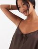 Vero Moda Petite tie front cami mini dress in chocolate brown