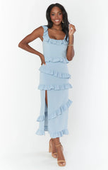 Greta Dress ~ Steel Blue Stretch