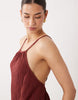 textured halter trapeze mini dress in rust