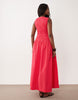 crinkle scoop neck maxi sundress with shirred waist in fiery red