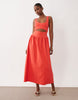 cut out detail midaxi dress in red