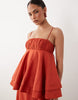 Petite double layer maxi dress in rust