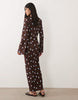 plisse long sleeve midi dress in polka dot print