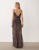 Miss Selfridge polka dot chiffon beach maxi dress in chocolate