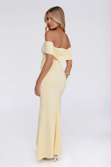 Contemporary Vibe Off Shoulder Maxi Dress Yellow