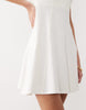 square neck seam detailing mini dress in neutral
