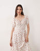 Esmée puff sleeve tie front maxi beach dress in red ditsy floral