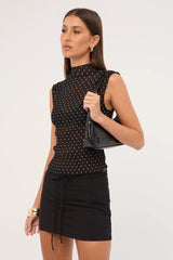 Luck & Trouble Kingsley Tie Mini Skirt Black