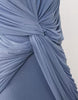 twist plunge neck cape midaxi dress in blue