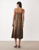ARKET satin slip dress with slit in light brown