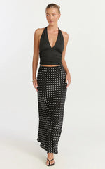 Emma Top - Halter Neck Tie Back Top in Black