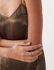 ARKET satin slip dress with slit in light brown