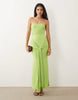 TFNC slinky bandeau ruched knot front maxi dress in lime